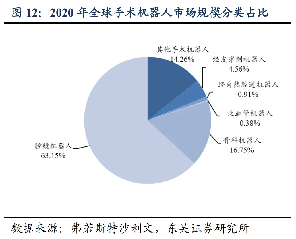 2020年全球手术机器人市场规模分类占比