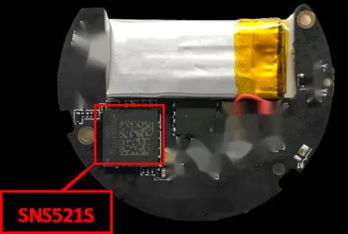 集成SNS521S应用的NB-IoT电子校徽内部结构图